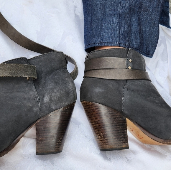 Rag & Bone Harrow Grey Suede Block Heel Booties - Picture 5 of 15